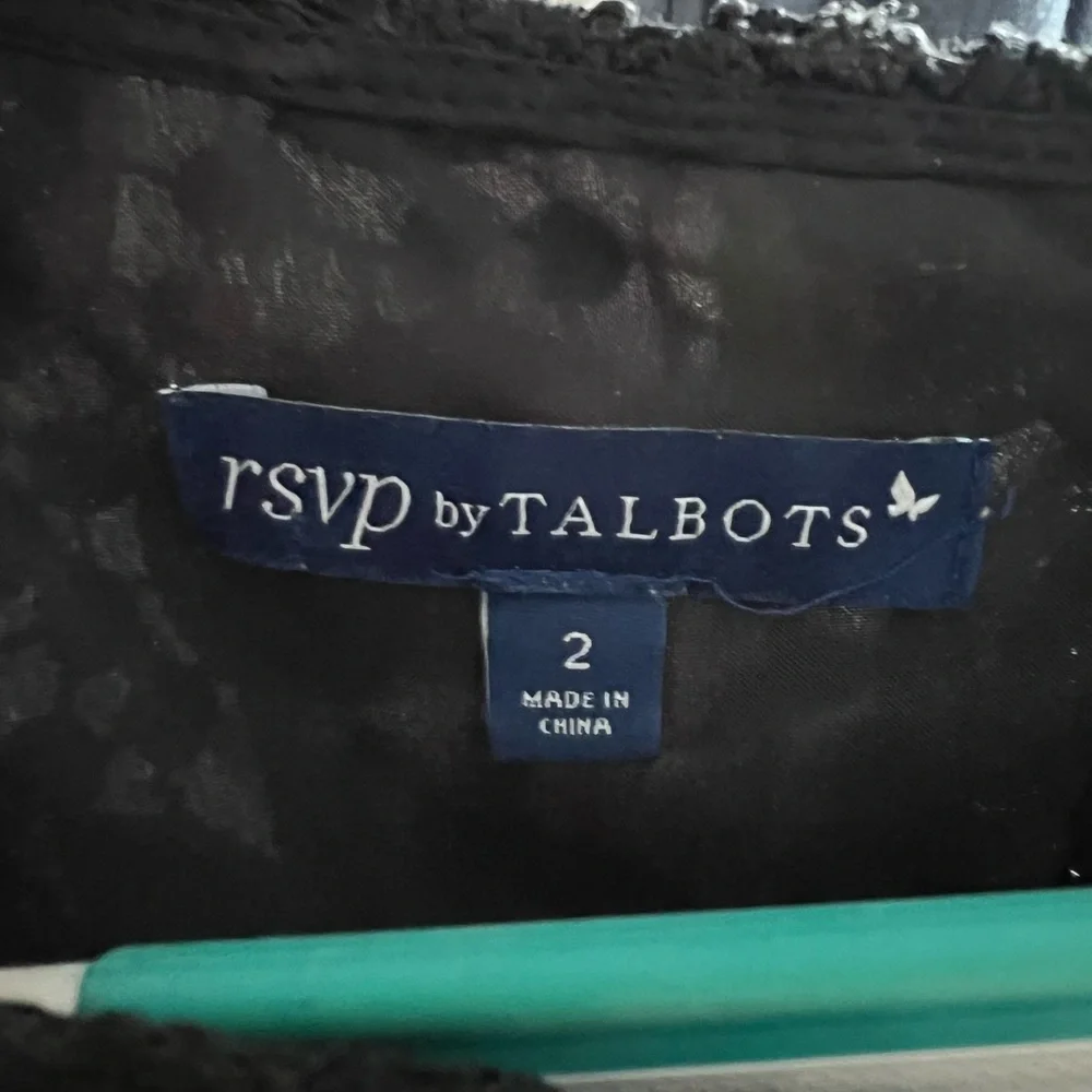 Women’s Talbots Long Lace Sleeve Black Sheath Knee Length Occasion Dress EUC - Picture 6 of 6